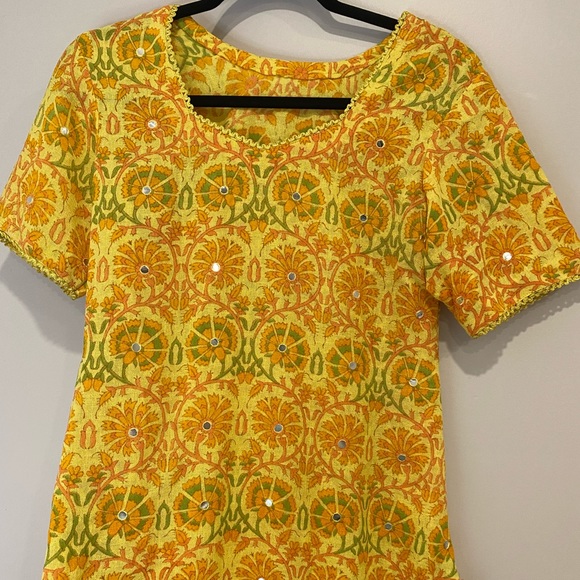 VTG 60s Boho Handmade Indian Embellished Kameez Tunic Dress - Picture 4 of 6